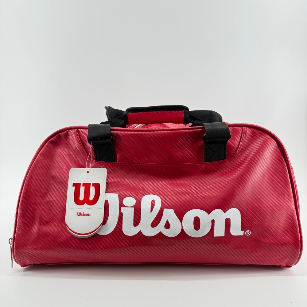 Wilson Duffel Bag Small Red Carbon Fiber Pattern PU Polyester Gym Bag